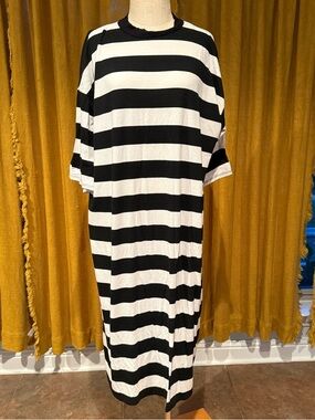 Dressed in LALA Black & White Striped Midi Dress